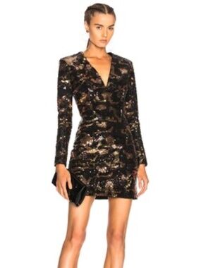 Balmain Sequin Camouflage Mini Dress Size 36